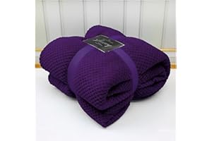 VELVETIO Luxury Waffle Fleece Popcorn Throw, Extra Large Thermal Warm Honeycomb Blanket, Soft & Cosy 100% Polyester Snuggle Sofa Bed Throws, 200 x 240cm, Purple