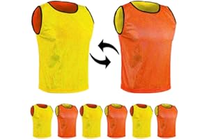 SPORTSBIBS Chasuble réversible de Football - L'ensemble de 6 Gilets Double Face, Maille Scrimmage Training, Juniors et Adultes, Mêlée de Bavoirs de Sports, t-Shirt de Course Unisex S M L XL