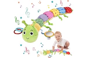 Herenear Baby Musical przytulanka gąsienica, pluszowa zabawka z linijką, gryzak do grzechotania dziecka, zabawka pluszowa, wspaniały prezent dla chłopców i dziewczynek