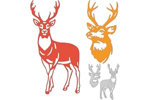 GLOBLELAND 2 Pz Realistico Foresta Deer Fustelle Metallo Testa di cervo Die Cuts Goffratura Stencil Modello per la carta Card Making Decorazione fai da te Scrapbooking Album Craft Decor