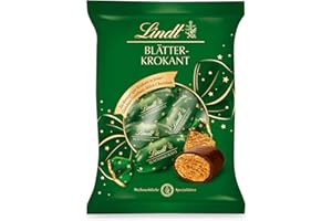 ‎LINDT Lindt Schokolade | Blätterkrokant Zapfen Beutel | 90g Beutel | Zartknuspriger Krokant in feiner Gianduja-Haselnuss-Vollmilchschokolade | edles Schokoladen-Geschenk zu Weihnachten