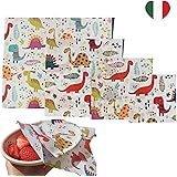 A tavola! involucri di cera d'api biologica, Beeswax wraps, pellicola naturale in cotone cerato per alimenti, fatto a mano in