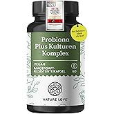 NATURE LOVE® Probiona PLUS - 120 Mrd KBE je Tagesdosis (hochdosiert) - 20 Bakterienstämme + Bio Inulin - 60 magensaftresisten