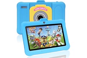 TABTIVI Tableta para niños de 7 Pulgadas, RAM 3+5 GB, ROM 64 GB (Tarjeta TF 128 GB), Android, Software para niños preinstalado, Funda Protectora Anti-rayones, Azul