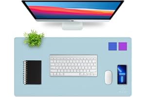 K KNODEL Upgrade Knodel Tischunterlage, Schreibtischunterlage, 80 x 40cm PVC-Leder Tischunterlage, Laptop Tischunterlage, wasserdichte Schreibunterlage für Büro- oder Heimbereich, doppelseitig (Hellblau)