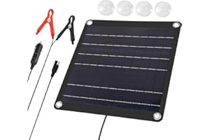 LUQIXCEY 12V 10W Solar Ladegerät für Autobatterien,Tragbares Solarpanel mit Krokodilklemmen Adapter,Solarmodule Notstromversorgung für Autos, Lastwagen, Wohnmobile, Boote, Yachten