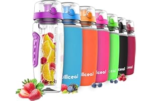 willceal Fruit Infuser Water Bottle 32oz Durable, Large - BPA Free Tritan, Flip Lid, Leak Proof Design - Sports, Camping