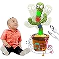 Fun Flicks Dancing Cactus Toy for Kids, Talking Singing Children Baby Plush Electronic Toys Voice Recording Repeats What You Say LED Lights (Dancing Cactus)