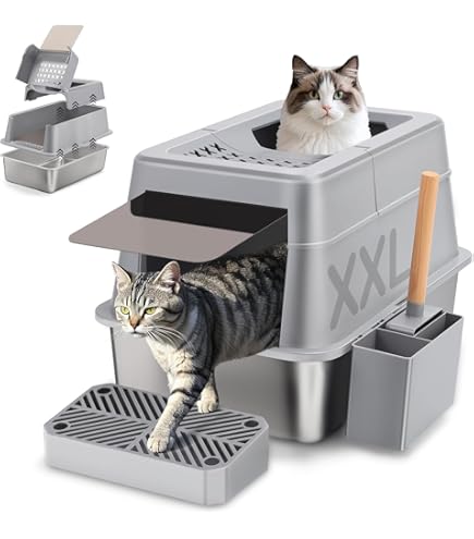 Marchul Kattenbak, roestvrijstalen, ingesloten, anti-morsen, lade type