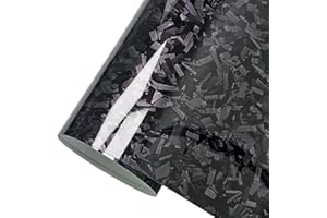 CompraFun Vinilo Fibra Carbono Forjado, 30 x 150CM Vinilo Coche Autoadhesivo Impermeable sin Burbujas, Pegatina Coche Decoración Interior y Exterior, para Auto/Moto/Bicicleta (Brillo Negro)