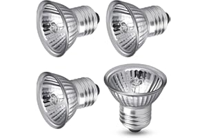 Akynite Lampadina E27 UVA UVB per Tartarughe di Terra, Lampade Riscaldanti E27 50W Dimmerabile Luce Calda 2700K, Luce per Terrario, AC 220V, Lampadina Riscaldante e Basking per Rettili, 4 pezzi