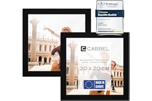 CABBEL podwójne opakowanie (zestaw 2) ramka na zdjęcia 20x20 cm, czarna, solidna rama z drewna MDF, nietłukące pleksi, do powieszenia i postawienia, idealna na zdjęcia/obrazy/kolaże