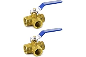 QWORK 2 szt. trójdrogowy zawór kulowy na rurę wodną z gwintem wewnętrznym (trójnik), klamka, mufa (DN20 3/4 '') z kutego mosiądzu