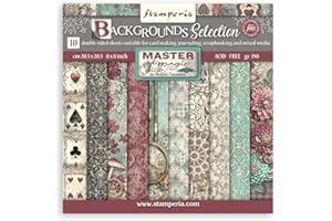 Stamperia - Scrapbook Paper Pad for Scrapbooking, Albums, Cards, Bullet Journals, and More, Acid Free, Double-Sided, Perfect for Crafts and Gifting (Master of Magic, Backgrounds) (20.3 x 20.3cm)
