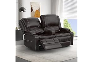 ‎SQUEBILIFE SQUEBILIFE 2-Sitzer-Sofa verstellbare 2er Couch durch halbautomatische Relaxfunktion, Relaxsessel Set mit Konsole Einbauschalenhalter, USB Anschluss Typ C, Seitentaschen