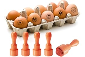 AHANDMAKER Mini tampon rond en forme d'œuf frais de 5 styles - Motif poule et paille de riz - Tampon décoratif en bois pour les propriétaires et les propriétaires d'œufs, fournitures agricoles