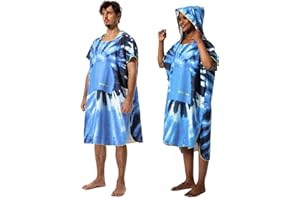 Winthome Poncho Surf Asciugatura Rapida, Accappatoio Poncho Aiuto Cambio Spiaggia, con Tasca e Cappuccio, Accappatoio Uomo Donna Microfibra per Nuoto, Surf, Spiagge, Doccia, Viaggio (Blu 1, M)