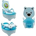 HTTMT- Bear Blue Kids Baby Potty Training Seat Toddler Portable Lovely Toilet Seat Stool Chair [P/N: ET-BABY003-BLUE]