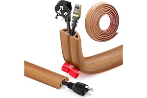 YUSHENGTAI Canalina Passacavi Pavimento Autoadesivo, PVC Flessibile Canalina Passacavi Calpestabile Nascondi Cavi Copricavi per Cavi Tutti i Cavi di Alimentazione a Casa Uffici (Venatura del legno A, 3cm x 5m)