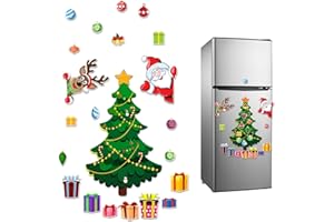 GENERIC Magnetic Stickers Christmas Tree Decorations, Xmas Themed Fridge Magnets Sticker Decoration include Reindeer Santa Claus Gift Box, Home Decor for Indoors Outdoor Metal Door Mailbox Car