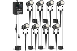 HIBOITEC Illuminazione da giardino 8 in 1 con trasformatore, 20,7 m con fotosensore, dimmerabile 4000K faretto da giardino a LED impermeabile per esterni, timer per esterni casa cortile