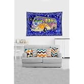 Pelangi Woswos Karavan Bohem Leke Tutmaz Kadife Dokulu Kumaş Duvar &Ouml;rt&uuml;s&uuml; Duvar Halıs Tapestry WLL310, 140 x 230
