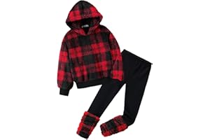 Arshiner Filles Ensembles de Vêtements Hiver Enfants Sweat À Capuche et Leggings Set Chauds et Douillets Deux Pièces Ensembles pour Filles 5-14 Ans