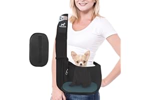 HiCaptain Borsa per cani piccola taglia, con supporto per pavimento, Trasportino da Passeggio Tracolla Regolabile, a mano libera (Nero), 65 x 80 x 20 cm