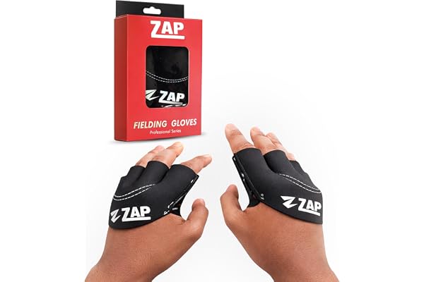 ZAP Signature Cricket Fielding Gloves Finger-Cut Half Finger Design Premium Cushioning for Advanced Palm Protection Ideal for Fielding in Matches & Nets (OneSize, Black)