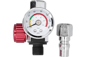 DINHAUYON G1/4 Pollici Regolatore Pressione Aria Acciaio Inossidabile, Valvola Controllo Pressione Interfaccia Filettata con Manometro Colorato Alta Precisione, Valvola Regolazione Pressione Pistola Spruzzo