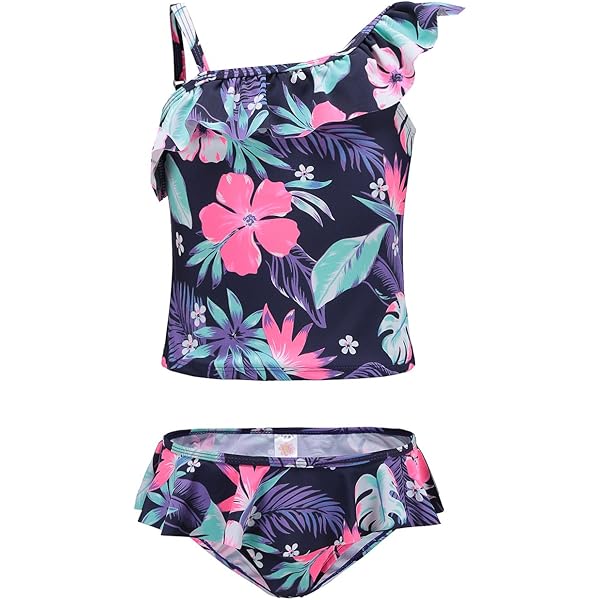 Big Girls Youth Tie-Dye Two Piece Tankini Swimsuit Halter Bathing Suit