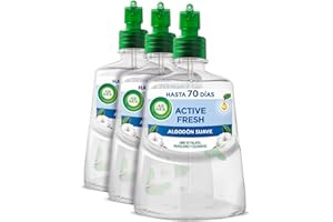 Air Wick Active Fresh Spray Automatico Sin Aerosol - Ambientador para casa con Aroma a Algodón - Pack de 3 Recambios (228mlx3)