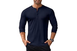 COOFANDY Langarmshirts für Herren Henley Shirt Longsleeve Tshirt mit Knopfleiste Langarm Shirt Long Sleeve T-Shirt Gerippt Henley Pullover