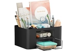 Marbrasse Schreibtisch Organizer mit Schubladen,Multifunktional Stiftehalter Schreibtisch mit Fächer Schubladen,Büro Organizer Schreibtisch und Zubehör (Schwarz)