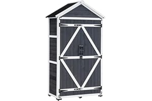 MCombo 1000EY - Armadio da giardino con tetto a due falde in legno, 48 x 90 x 178 cm (grigio)