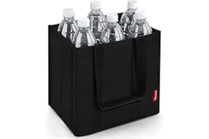 Eurhomewit Borsa Porta Portabottiglie per 6 Bottiglie, Portabottiglie Acqua Borsa Trasporto per Bottiglie Vetro 1,5 litri, Porta Bottiglie di Vino Riutilizzabile - Nero