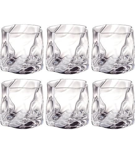 Lot De 6 Verres à Whisky Double Paroi 200 Ml – Cristal Sans Plomb Irrégulier Design Luxe Rocks