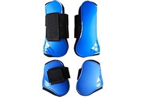 LEBEE Ghette Stinchiere Equitazione 4Pcs Set di Protezioni per Gambe per Salto con Gli Ammortizzatori per Spettacoli Equestri,Blue-M