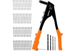 BLOSTM Pop-nitpistolssats - 100 st pop-nitar i 4 storlekar (2,4 mm 3,2 mm 4 mm 4,8 mm) pop-nitpistol, 4 nitnäsor, 4 borrbitar