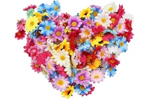 inodiref 100 szt. mini sztuczne głowice słonecznika sztuczna stokrotka kwiat główka symulacja kwiat głowa wielokolorowa do majsterkowania DIY, dekoracja domu, dekoracja ślubna, dekoracja na przyjęcie (4 cm)