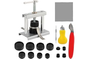 TOSAVGA Uhr Presse Set für Uhren Reparatur,Uhren Batteriewechsel Werkzeug, Uhrenschließer Einpresswerkzeug Gehäuseschließer,Uhrendeckelpresse mit 12 Matrizen,Uhr Reparatur Werkzeug,Nur für Runde Zifferblätter