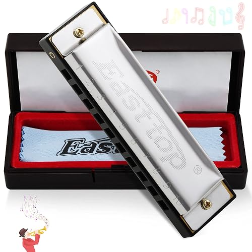 East top Harmonica, Blues Diatonic Harmonica Key of C 10 Holes 20 Tones Mouth Organ harmonica For Kids, Adults, Beginners, Professionals and Students