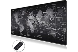 WURK Sottomano da tavolo [mappa del mondo] – qualità premium con clip per cavi – tappetino per mouse – tappetino per mouse XXL – tappetino per mouse – tappetino antiscivolo (90 cm x 40 cm)