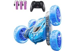 YouCute Remote control cars for Kids Age 4 5 6 7 8 9 10+ Year Old Boys Girls RC Stunt Car Toys Birthday (Blue)
