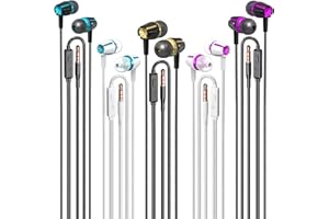 GLRACD Auricolari Cablate con Microfono, Alta Definizione del Suono e Bassi Potenti, Compatibili con Dispositivi da jack 3,5mm, Adatto per Uso Quotidiano, Sport, Viaggi e Attività Business, 5 pacchetti