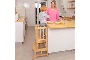 COSYLAND Standing Step Stool for Kids – Bamboo Stool for Kitchen Counter, Bathroom or Nursery (Wood)