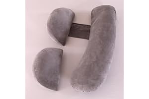 MINGPINHUIUS Schwangerschaftskissen Stillkissen, U-förmiges Schwangerschaftskissen, Seitenschläferkissen mit Abnehmbarem und Waschbarem Bezug, Unterstützung für Rücken Bauch Hüften Beine (Dukelgrau-U Förmig)