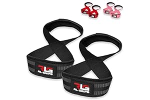 RLG RL GRIPS RL Grips - Straps 8 Gym para Levantamiento de Pesas y Powerlifting Profesional Acolchado - Correas de Agarre en Forma de 8 de Gimnasio y Fitness para Peso muerto y Culturismo