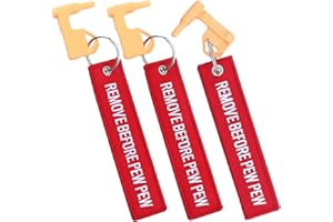 YONCONO Paquete de 3 banderas de seguridad de cámara para rifle, escopeta y pistola, etiquetas bordadas, llavero para quitar antes de Pew Pew, compatibilidad universal, Rojo, talla única