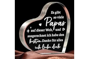 Joyvado Geschenk für Papa, Herzförmige Acryl Briefbeschwerer, Papa Geschenk Weihnachten von Tochter Sohn Vatertag Geburtstag Geschenke für Väter